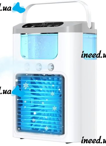 Настольный вентилятор с увлажнителем Ice Cooler K918 600 мл с RGB подсветкой, Мини кондиционер увлажнитель воздуха с отсеком для льда от USB