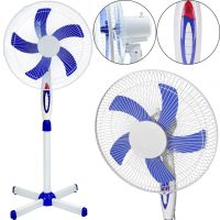 Напольный вентилятор Wimpex WX-1612 40 см stand fan 16" 100W с регулировкой высоты, Бесшумный вентилятор Вимпекс 100Вт на пол 3 скорости Белый
