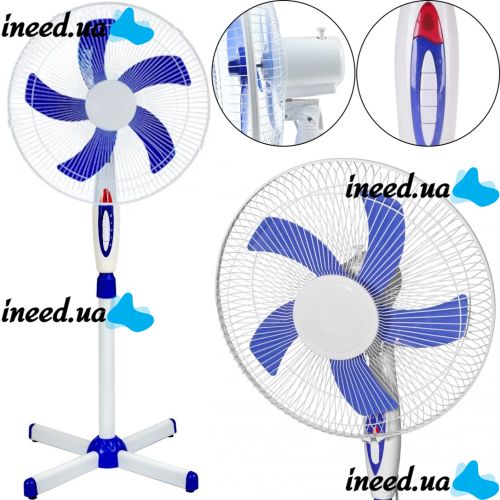 Напольный вентилятор Wimpex WX-1612 40 см stand fan 16" 100W с регулировкой высоты, Бесшумный вентилятор Вимпекс 100Вт на пол 3 скорости Белый