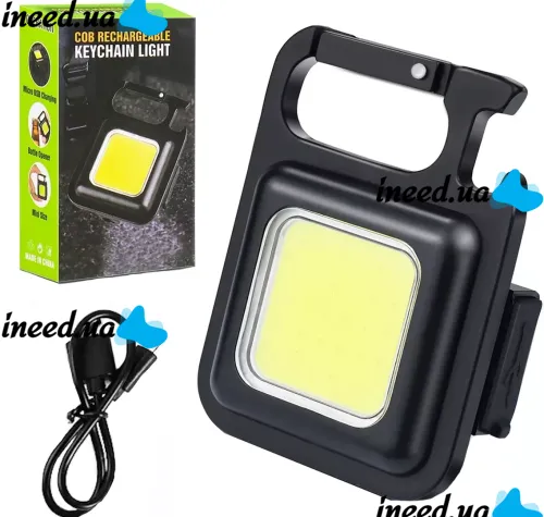  Карманный фонарик брелок Bailong SH-J031-SWS COB 240 LED с магнитом и карабином, Аккумуляторный водонепроницаемый мини фонарь на ключи с открывалкой