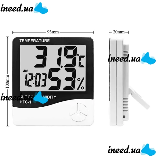 HTC-1 Electronic Room Thermometer LCD Alarm Clock, Calendar, Indoor Humidity Meter, Digital Hygrometer for Home