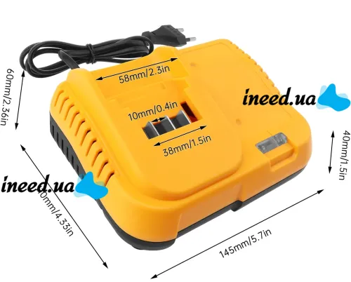 Зарядное устройство для зарядки аккумуляторов Dewalt 24V 3 контакта, Блок питания зарядка Деволт для аккумуляторной батареи 24В 2А от сети Желтый