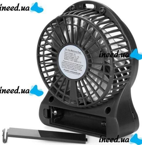 Настольный мини вентилятор Mini Fan XSFS-01 USB с аккумулятором 4.5W Black, портативный охладитель воздуха на подставке с Led фонариком Черный