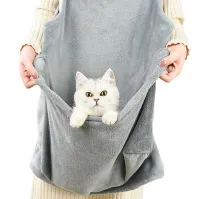 Подвесная нагрудная сумка кенгуру Mop Cat Apyon для переноски кошек и собак до 7.5 кг, Флисовый фартук переноска для котов и мелких животных Серый