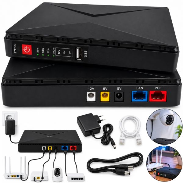 Источник бесперебойного питания UPS Andowl Q-UP900 для Wi-Fi роутера 5V 9V 12V Power Bank 8800mAh бесперебойник 18W для модема коммутаторов и камер