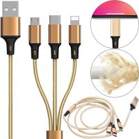 Тройной зарядный USB кабель Proda Azeada Cavalry PD-B92th 3в1 Micro-USB, Type-C, Lightning для зарядки телефона 1.5м, Зарядка шнур 2.4 А Золотой