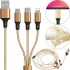 Proda Azeada Cavalry PD-B92th 3-in-1 USB Charging Cable (Micro-USB, Type-C, Lightning) for Charging Phones, 1.5 m, 2.4 A Charging Cable, Gold