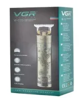 Беспроводной аккумуляторный окантовочный триммер бритва VGR V-076 для бритья, Аккумуляторная машинка для стрижки волос и бороды с LED дисплеем