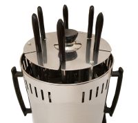 Вертикальная электрическая шашлычница Domotec MS-7782 1000W на 6 шампуров, Настольная Электрошашлычница для дома со съемным поддоном Серебристая