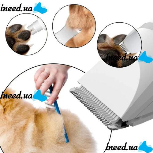 Беспроводная машинка для стрижки домашних животных 4 в 1 Pet Hair Cutter AND391 аккумуляторная для груминга собак и кошек с 4 съемными головками