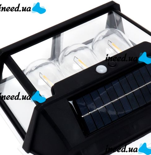 Уличный настенный светильник COBA Solar Wall Lamp HW 999-3W аккумуляторный подвесной фонарь на солнечной батарее с датчиком движения 3 лампы 3 режима
