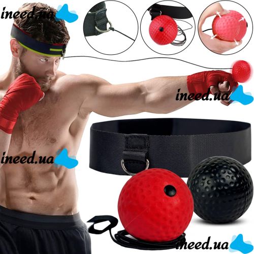 Боксерский мяч Boxing Reflex Ball Muay Thai на резинке для тренировки реакции, Повязка на голову с мячом для упражнений отработки ударов для бокса