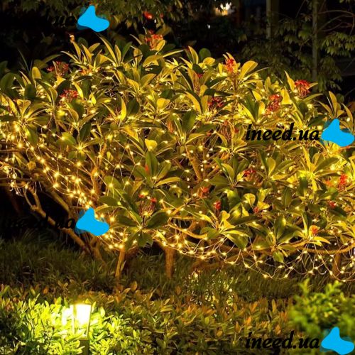Уличная светодиодная гирлянда Solar String Lights LS48-100WW 12 метров 100 LED диодов Теплый белый Роса Warm light с солнечной панелью для деревьев и веранд