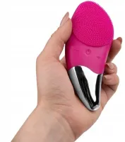 Electric Silicone Brush Massager Sonic Facial Brush BR-020 for Facial Massage, Facial Cleansing and Washing Brush with USB Vibration Pink