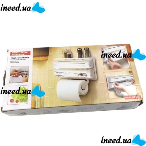 Кухонный тройной держатель Triple Paper Dispenser 3 в 1 для бумажных полотенец пищевой пленки и фольги Диспенсер органайзер Kitchen Roll (MA-53-20)