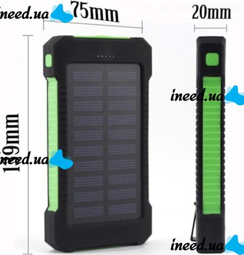 Портативное зарядное батарея Power Bank Solar JS-809 50000 mAh с солнечной панелью и фонариком, Внешний аккумулятор повербанк для зарядки USB 2.1A