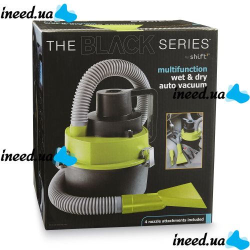 Автомобільний пилосос The Black Multifunction Auto Vacuum 100 W для сухого та вологого прибирання в салоні від прикурювача 12V 3 насадки для авто
