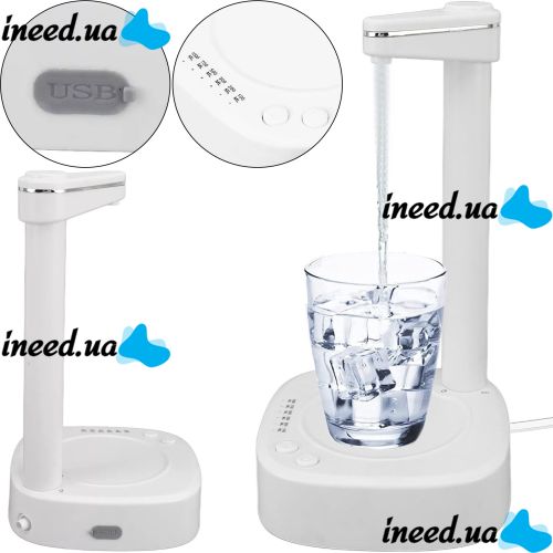 Розумний акумуляторний диспенсер дозатор для подачі води Water Dispenser FY-817 з USB зарядкою 1200mAh, Електрична помпа AND537 зі шлангом для бутля Біла