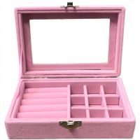 Компактная шкатулка органайзер Velvet Storage Box для хранения украшений, ювелирных изделий, Футляр Розовая Пастила для бижутерии с замочком Розовая