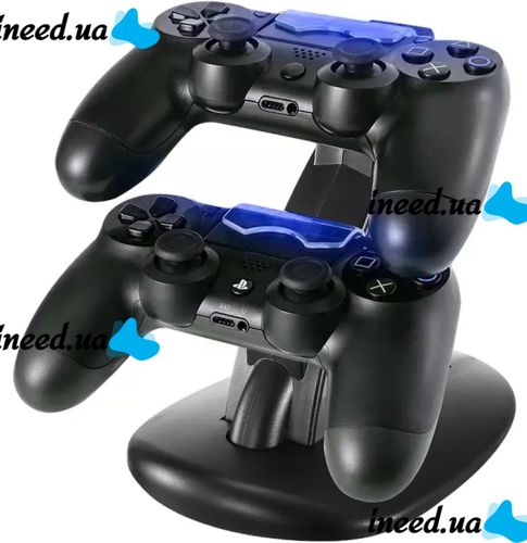 Зарядная станция подставка UKC WG-01 для зарядки на 2 джойстика Playstation PS4 Slim/Pro Зарядное устройство для геймпадов джойстиков с подсветкой