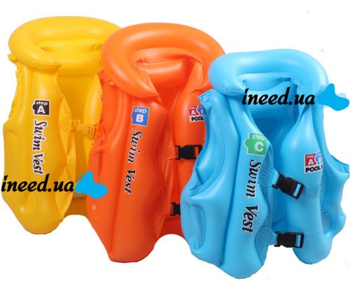 Детский надувной жилет Swim Vest BT-IG-0005 спасательный для плавания с подголовником от 3 до 14 лет, Надувная защитная жилетка S, M, L для детей