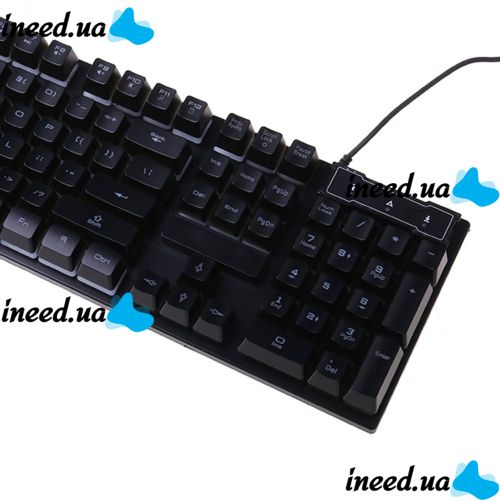 USB проводная геймерская компьютерная клавиатура Landslides KR-6300 с RGB Led подсветкой ATLANFA AT-6300, полноразмерная мембранная Черная