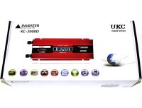 Автомобильный инвертор UKC 12V-220V 2000W KC-2000D авто преобразователь напряжения тока с LCD дисплеем от прикуривателя, аккумулятора с экраном