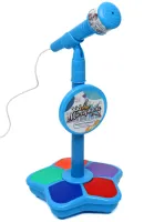 Детский микрофон Kid Star Microphone 5350A на регулируемой стойке с подсветкой, караоке со звуковыми эффектами и МР3 для детей от 3-х лет Голубое