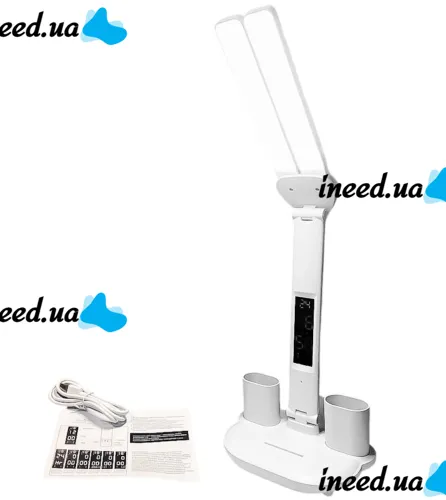 Настольная складная сенсорная лампа Luna ALT-807W светодиодный раскладной LED светильник с двумя источниками света, дисплеем и подставками HT-01