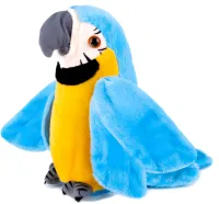 Интерактивный говорящий Попугай Talking Parrot K14802-3 22 см детская мягкая музыкальная игрушка, повторюшка с микрофоном на батарейках Голубая