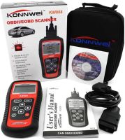 Автомобильный сканер OBDII/EOBD Konnwei KW808 для диагностики ошибок двигателя, универсальный диагностический автосканер с LCD дисплеем ELM327