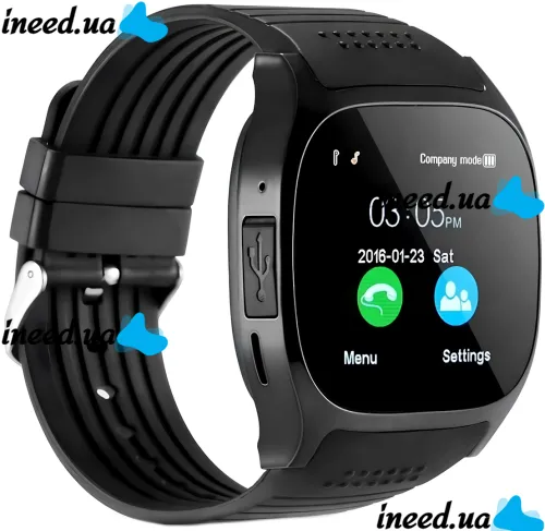 Наручные Смарт часы Smart Watch T8 Black c камерой, диктофоном и фитнес трекером, аккумуляторные умные Bluetooth часы с пульсометром Черные