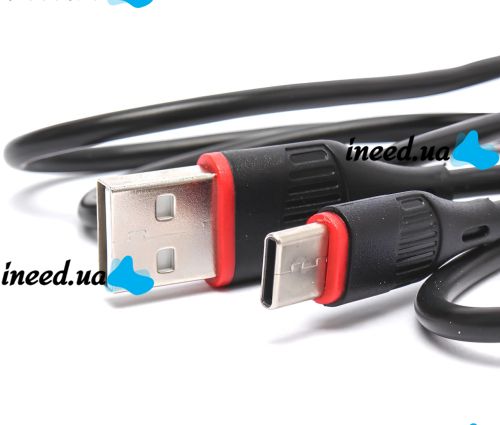 Кабель для зарядного устройства Borofone BX17 USB Type-C 3A 1м для зарядки и передачи данных телефона, зарядка шнур 100 см для смартфона Черная