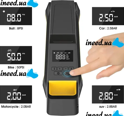 Автомобильный компрессор CarSun Air Pump C1809-1 для подкачки шин 150 PSI от прикуривателя 12V, Насос с цифровым дисплеем и фонариком, Автокомпрессор