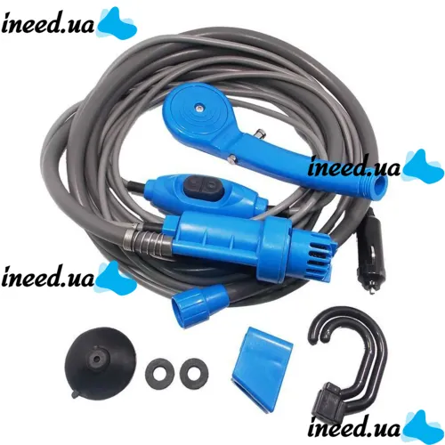 Автомобильный портативный душ Washing Spray With Bucket 12V на 20л, Походный душ от прикуривателя Автомойка для отдыха на природе и мытья машины