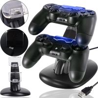 Зарядная станция подставка UKC WG-01 для зарядки на 2 джойстика Playstation PS4 Slim/Pro Зарядное устройство для геймпадов джойстиков с подсветкой