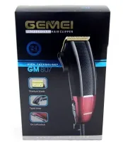 Профессиональная проводная машинка для стрижки волос Gemei GM-807 9W с 4 съемными насадками, Мужской триммер 4 насадки GM807 от сети 9Вт Черная