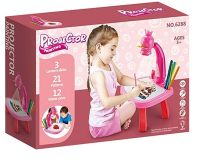 Children's Educational LED Projector for Drawing Projector Painting with Markers and a Table Set for Creativity Table with Slides Pink