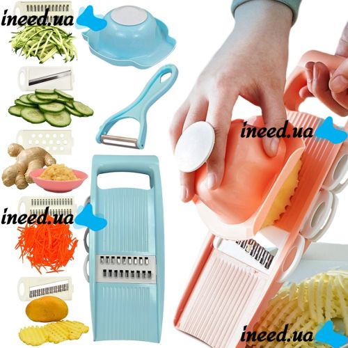 Manual Vegetable Cutter DT-17 5 in 1 kitchen slicer, vegetable slicer for peeling and cutting fruits and vegetables, flat slicer with interchangeable attachments