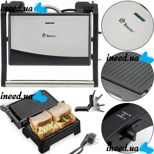 Electric grill Domotec MS-7708 1000W contact clamping electric grill for meat and vegetables, sandwich maker, sandwich maker with non-stick coating