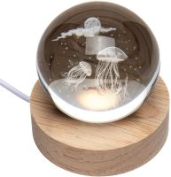 Хрустальный шар-ночник Медузы 3D Creative Visualization Lamp светодиодный LED ночник, прозрачный стеклянный шар светильник на аккумуляторе от USB