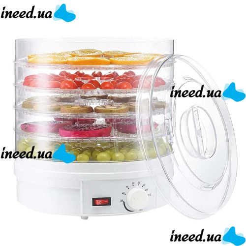 Электрическая сушилка для овощей, фруктов и мяса Royals Berg RB-959 800W White Белая на 5 отсеков, Дегидратор, Электросушилка с терморегулятором