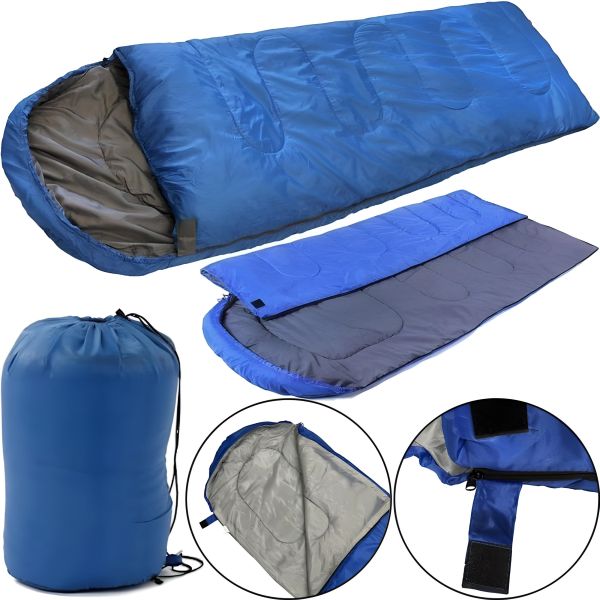 Sleeping Bag Tramp TR-2175 Up to -20 Degrees 210X75 cm Water-repellent Insulated Tourist Winter Sleeping Bag with Zipper and Hood Blue