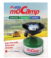 Походная газовая горелка Iksa MoCamp 203 Green с пьезоподжигом, Портативная мини плита для приготовления еды, Баллон для пикника и кемпинга Зеленая