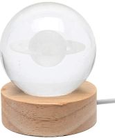 Хрустальный шар-ночник Сатурн 3D Creative Visualization Lamp M-8062S светодиодный LED ночник, стеклянный шар светильник на аккумуляторе от USB 