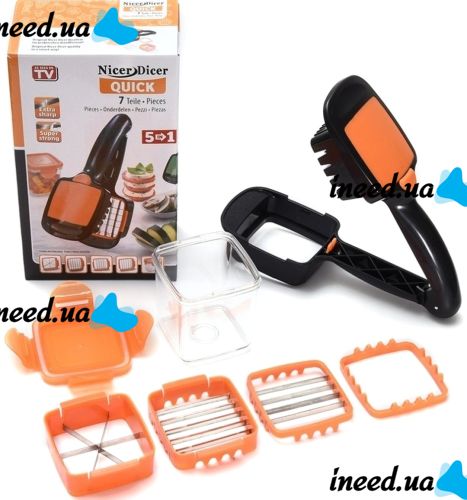    Овощерезка с контейнером 5 в 1 Nicer Dicer Quick ручной измельчитель слайсер для овощей и фруктов, кухонный набор с насадками для нарезки продуктов