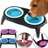 Нескользящая двойная миска Dougez Pet Bowl Set 2 в 1 для еды и воды на складной подставке для собак и кошек 600мл, Кормушка для домашних животных