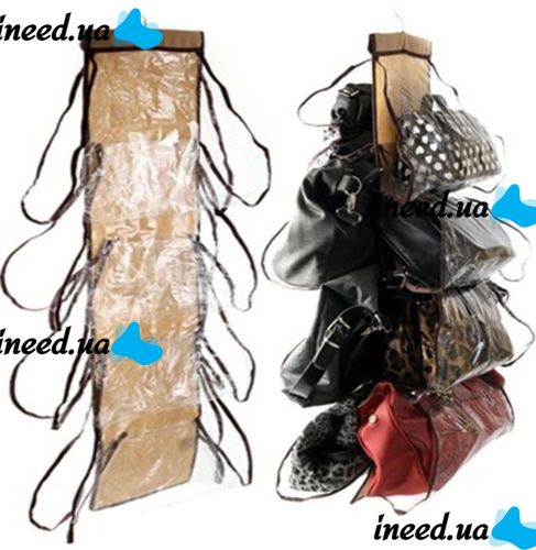 Organizer for storing bags on a hanger Range Sacs a Main, hanging hanger for 16 bags, hanger organizer for accessories for 8 sections, pockets