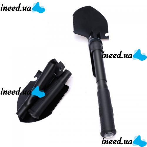 Tourist folding sapper shovel Tramp TR-55, pick, saw, opener with compass 5 in 1 made of steel, Black, tactical, car in a case