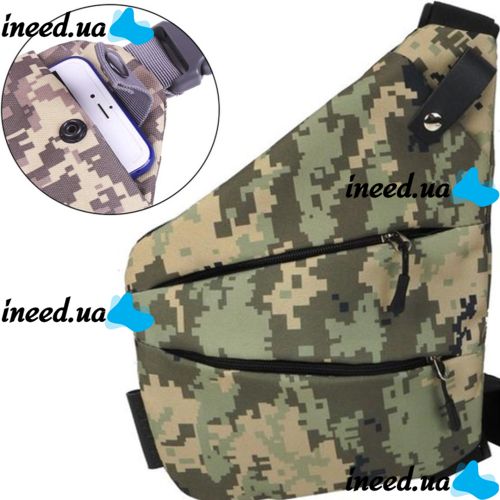 Тактическая нагрудная сумка мессенджер Cross Body однолямочная, Водонепроницаемая мужская барсетка через плечо, Сумка кобура Кросс боди, Пиксельная